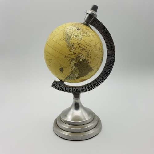Highly Detailed Pewter Stand Globe (30cm Tall)