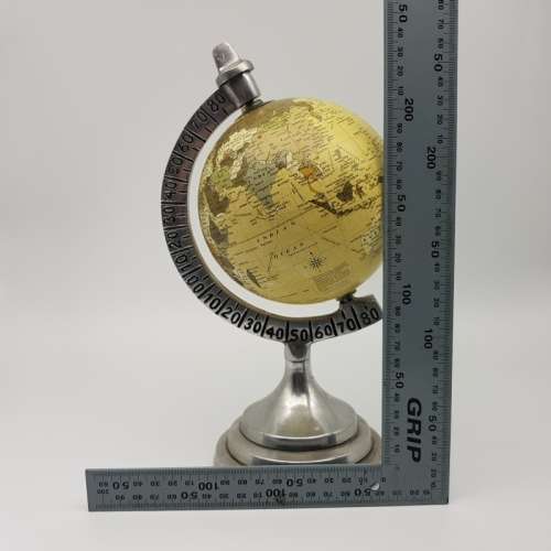 Highly Detailed Pewter Stand Globe (30cm Tall)