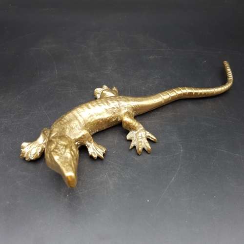 Solid Cast Brass Crocodile Paperweight!!!