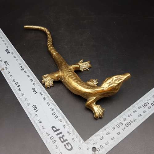 Solid Cast Brass Crocodile Paperweight!!!