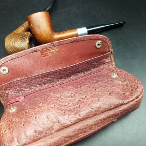 Two Vintage English Briar Pipes and Genuine Leather Ostrich Leather Pipe/Tobacco Bag!!!!