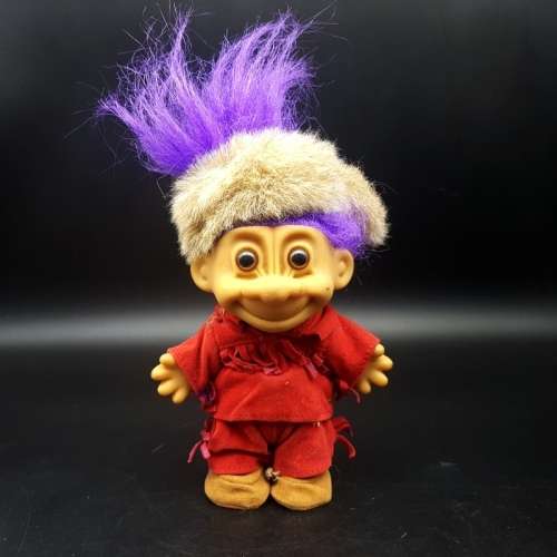Original Vintage RUSS Daniel Boone in Coonskin Cap Pioneer Troll!!!