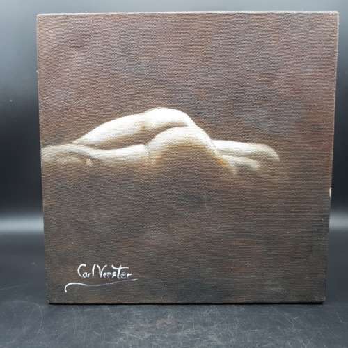 Original Carl Verster Oil on Canvas Nude "Chiaroscuro 6 - River Bed" (250mm x 250mm)