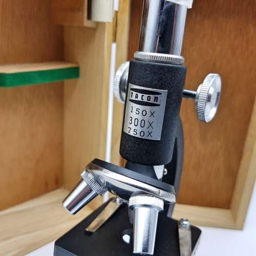 Original Cast Metal Japanese Mini Microscope in Wood Box!!!