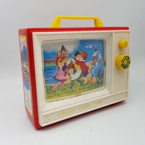 RARE!!!! Vintage Fisher Price Hard Plastic Scrolling TV Music Box (Working)!!!!