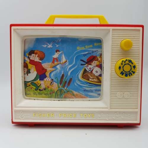 RARE!!!! Vintage Fisher Price Hard Plastic Scrolling TV Music Box (Working)!!!!