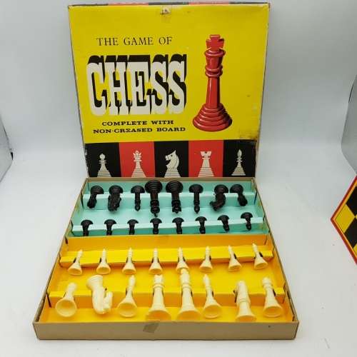 Vintage Boxed Complete Chess Set Made In Hong Kong