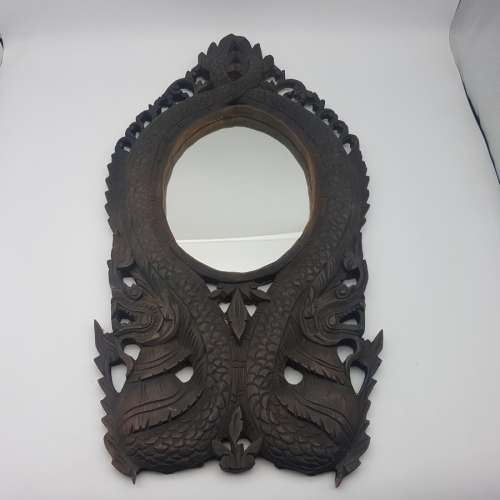 Original Hand Crafted Ebony Wood Oriental Dragon Mirror!!!