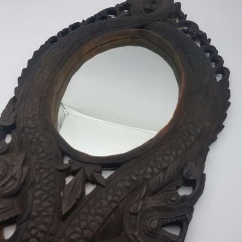 Original Hand Crafted Ebony Wood Oriental Dragon Mirror!!!