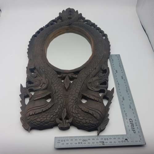 Original Hand Crafted Ebony Wood Oriental Dragon Mirror!!!