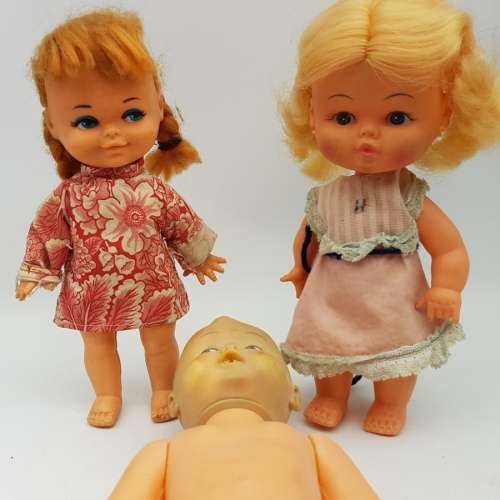 Three Vintage Hard Plastic Dolls, made in Hong Kong!!!