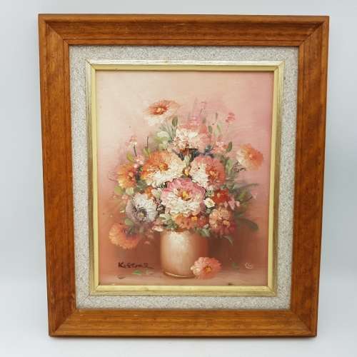 Original Framed Oil on Board Botanical Still Life by K Stone (350mm x 300mm)