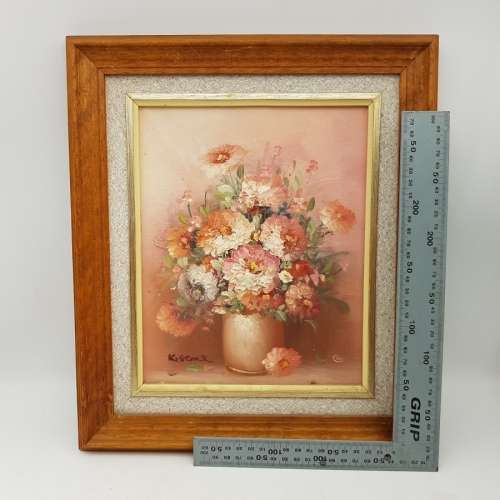 Original Framed Oil on Board Botanical Still Life by K Stone (350mm x 300mm)