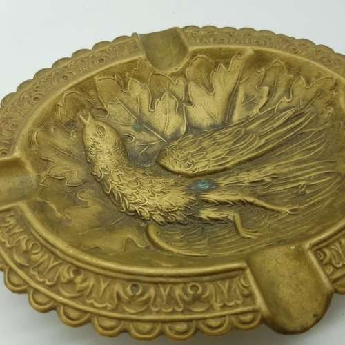 Large Antique Highly Decorative Cast Brass Ashtray
