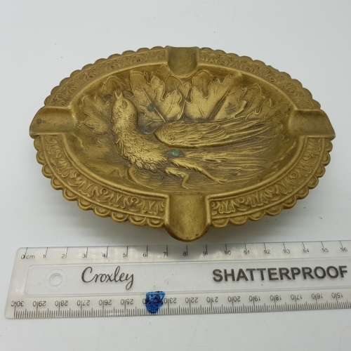 Large Antique Highly Decorative Cast Brass Ashtray