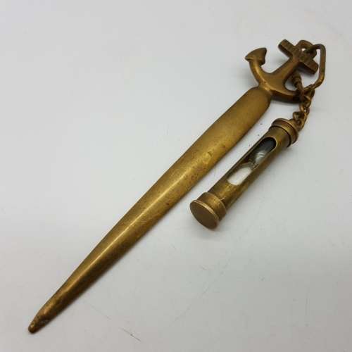 Vintage Solid Brass Nautical Themed Letter Opener and Hour Glass!!!