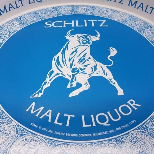 Original Lithographed Metal SCHLITZ Malt Liquor Serving Tray (Fantastic Condition)