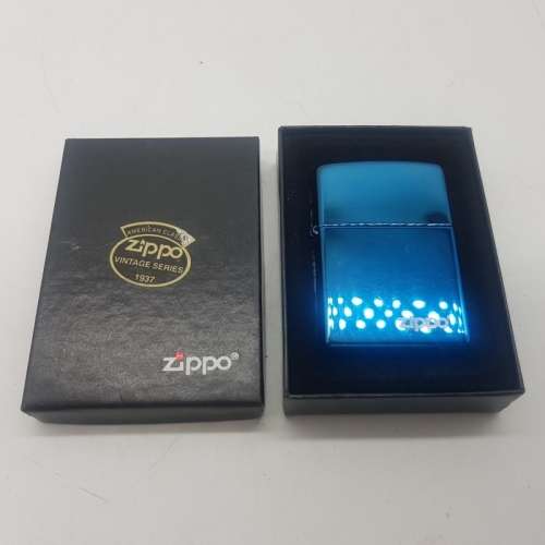 Original Boxed Chrome Blue Zippo Lighter