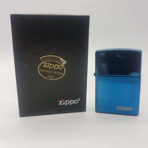 Original Boxed Chrome Blue Zippo Lighter