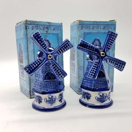 Original Boxed Dutch Porcelain Miniature Windmills!!! (Bid for Both)