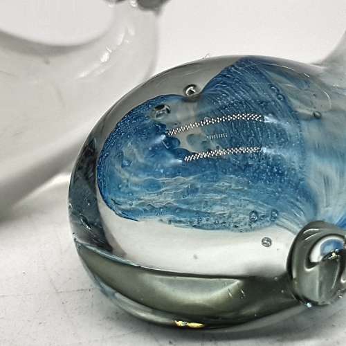 Two Small Hand Blown Glass Whale Paperweights!!!