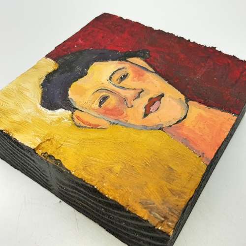 Original Oil On Wood Board Portrait by Morris