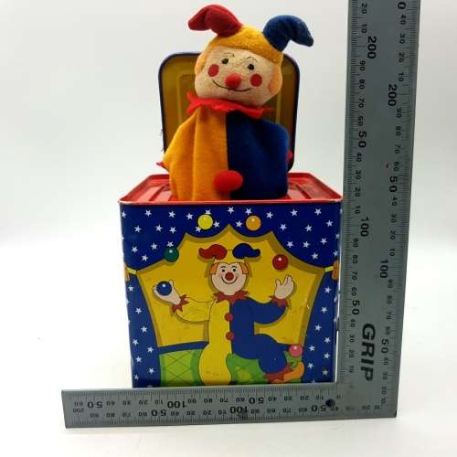 Large lithographed Tinplate Jack in The Box (Working!!!)