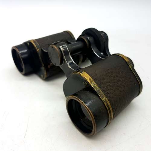 Vintage GB Vaughan Leather and Brass Binoculars (Display)