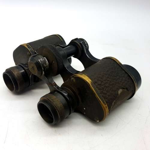 Vintage GB Vaughan Leather and Brass Binoculars (Display)