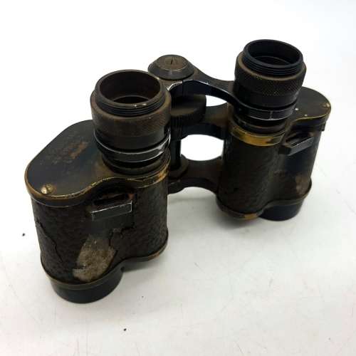 Vintage GB Vaughan Leather and Brass Binoculars (Display)