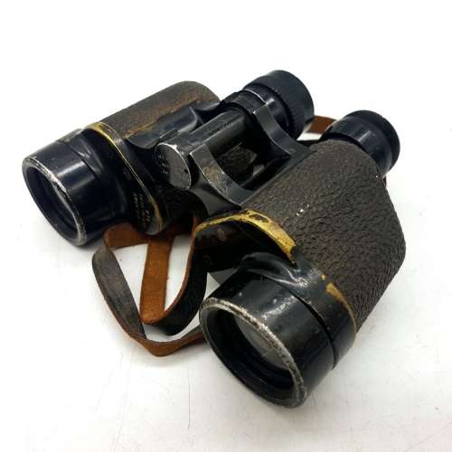 Vintage Military Leather and Brass Wollensak 6 x 30 Binoculars (Display)