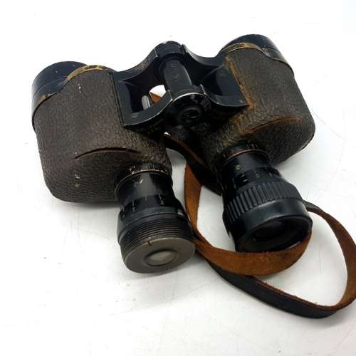 Vintage Military Leather and Brass Wollensak 6 x 30 Binoculars (Display)