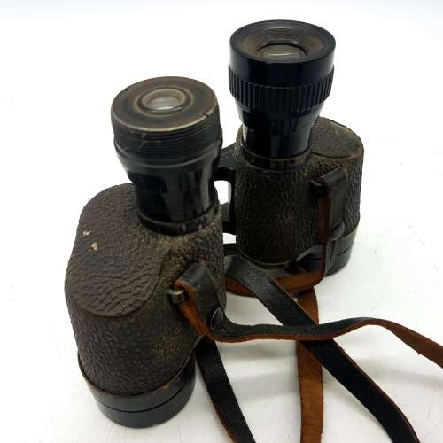 Vintage Military Leather and Brass Wollensak 6 x 30 Binoculars (Display)