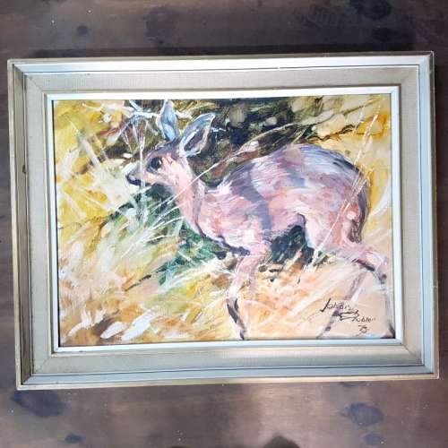 Framed Original Oil on Board Nature Study byJohan Rabie (700 x 350)