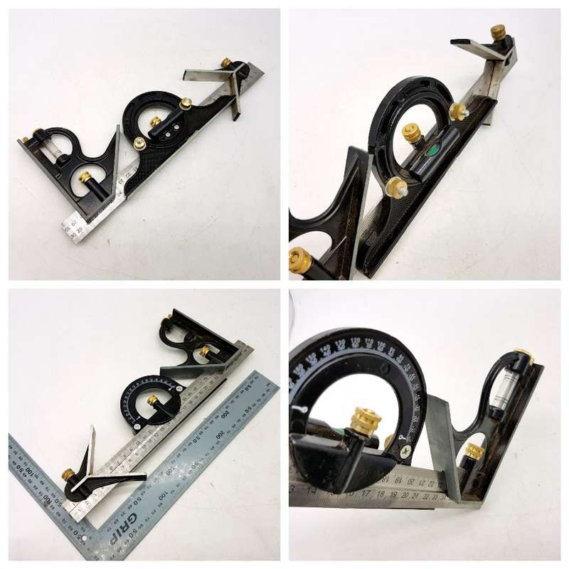 Combination Square Angle Finder Protractor & Spirit Level Set