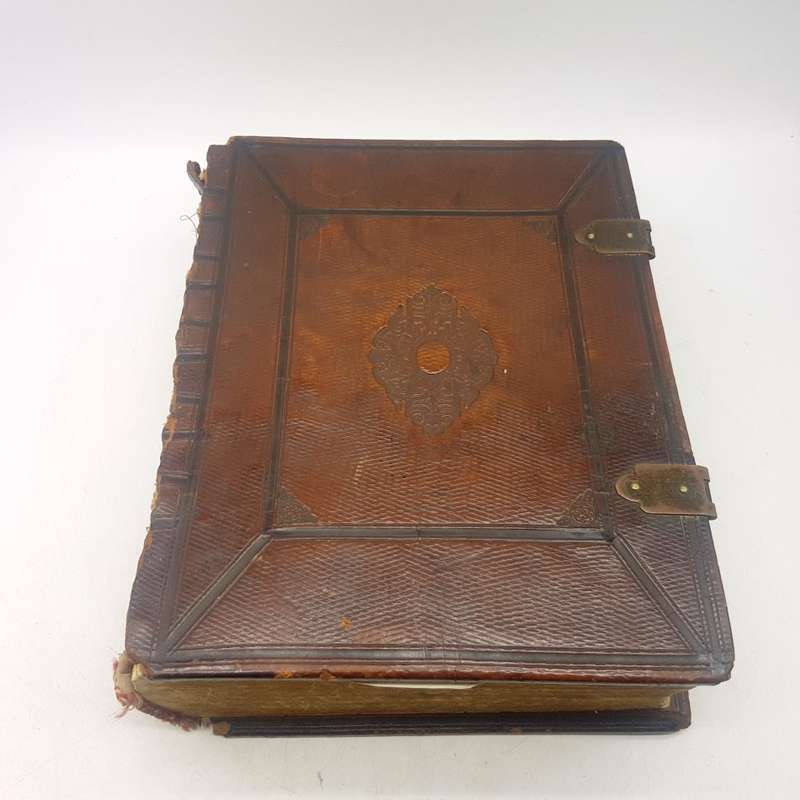 RARE!!! 1874 Large Antique Leather Bound Dutch Family "Bijbel" !!!