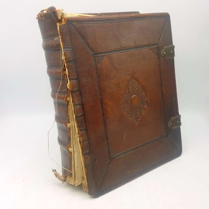 RARE!!! 1874 Large Antique Leather Bound Dutch Family "Bijbel" !!!