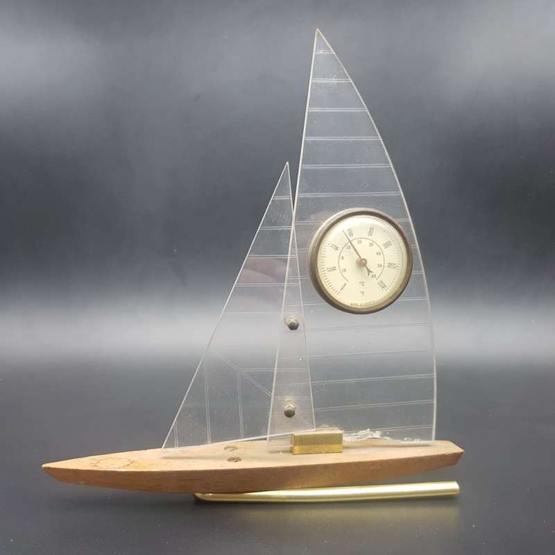 Vintage Wood and Brass French Shipped Themed Barometer
