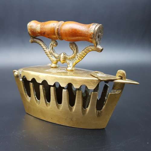 Small Vintage Cast Brass and Wood Handled Coal Iron!!!