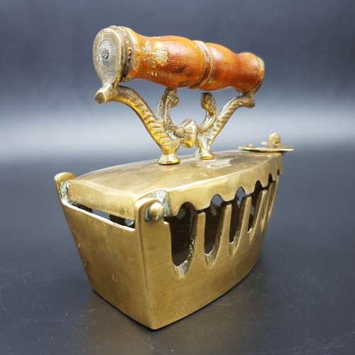 Small Vintage Cast Brass and Wood Handled Coal Iron!!!