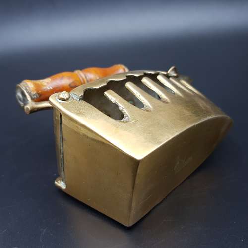 Small Vintage Cast Brass and Wood Handled Coal Iron!!!