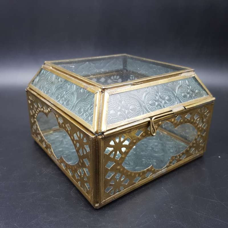 Ornate Brass and Glass Trinket Box!!!