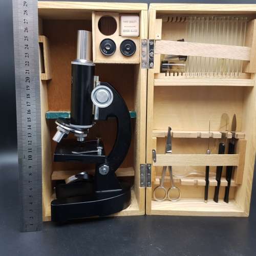 RARE!!! Original Wood Boxed Cast Metal Microscope Set!!!!