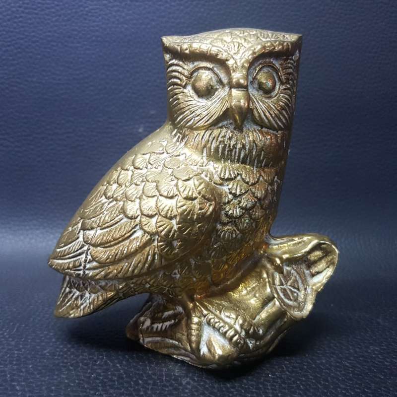 Large Heavy Solid brass Owl Paperweight!!!