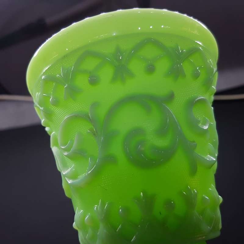 RARE!!! Vintage Highly Decorative Mint Green Glass Goblet!!!