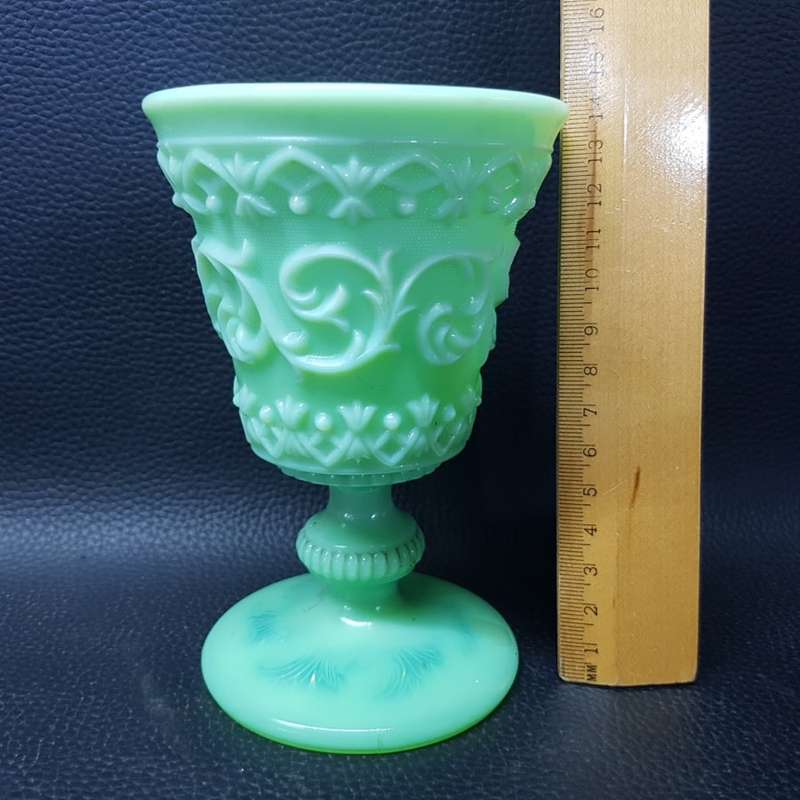 RARE!!! Vintage Highly Decorative Mint Green Glass Goblet!!!