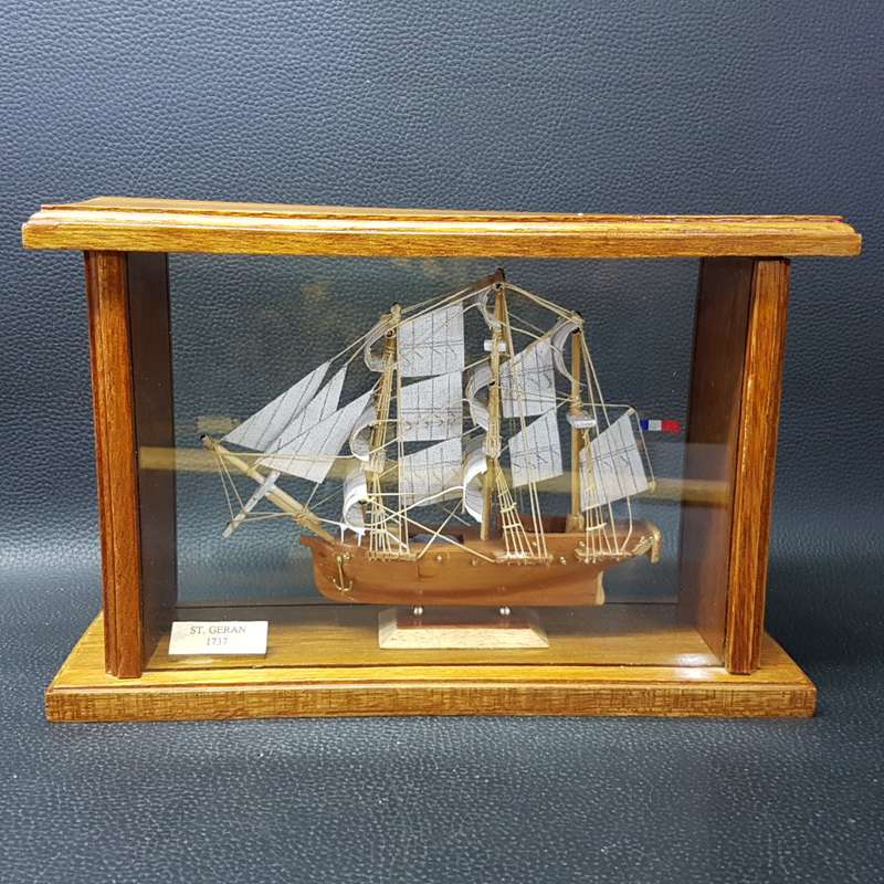 Original Hand Crafted St Geran (1737) Glass and Wood Cased Ships Model!!!
