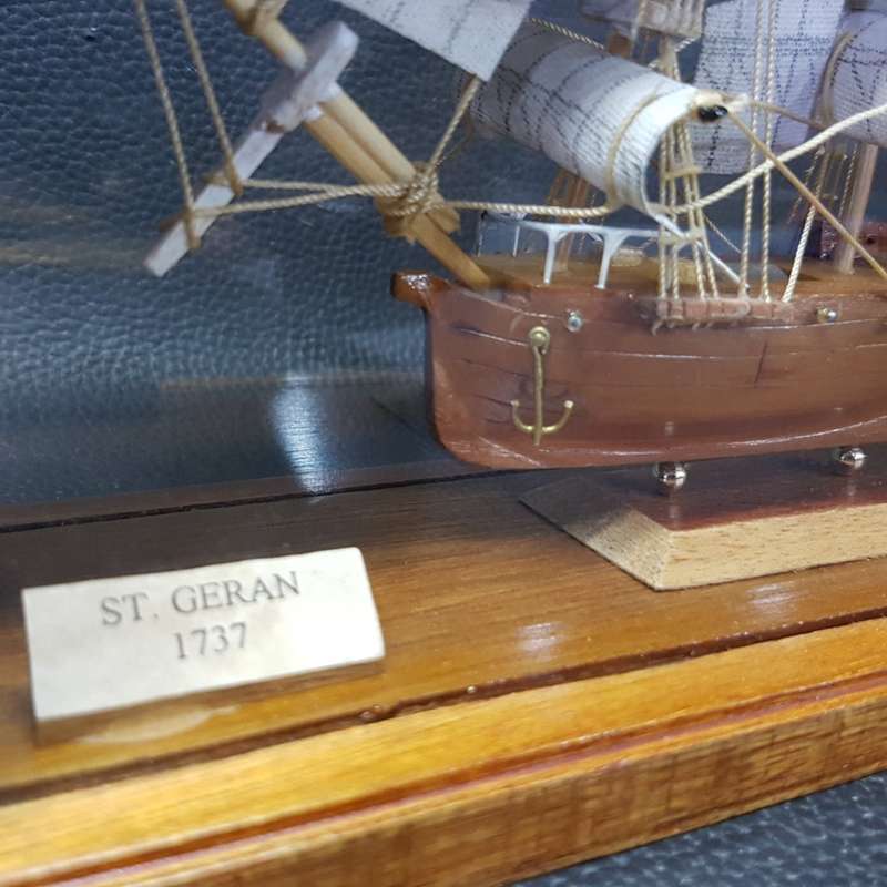 Original Hand Crafted St Geran (1737) Glass and Wood Cased Ships Model!!!