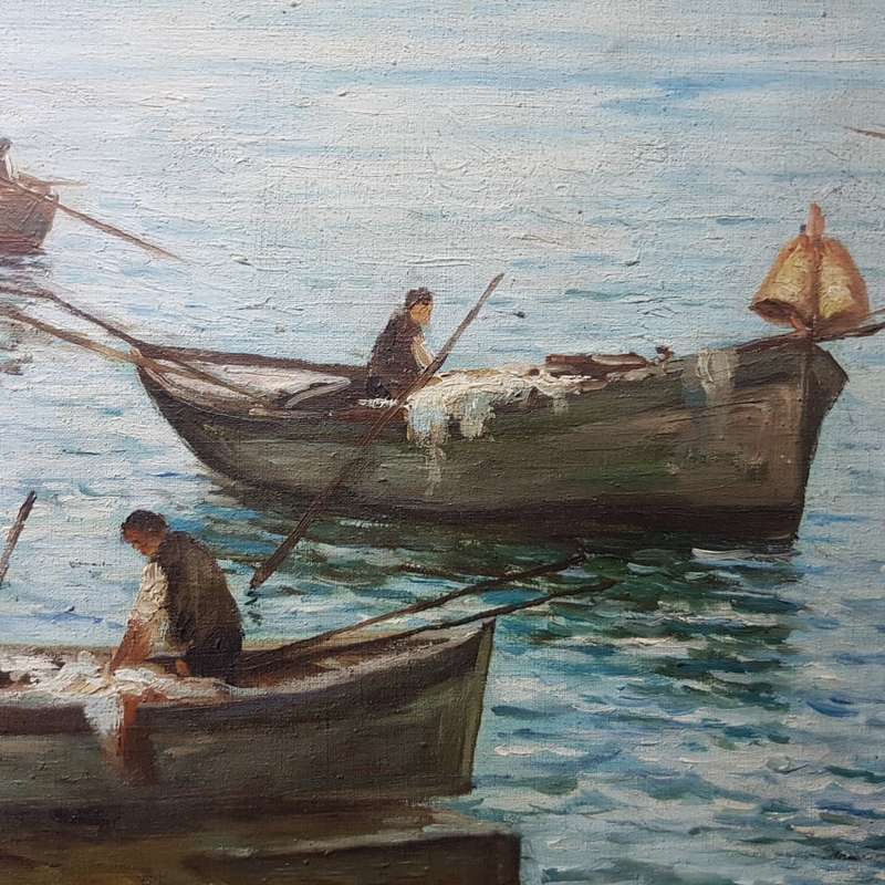 RARE!!! Large Signed D'Auria - Bay Of Naples (Oil on Canvas on Board)