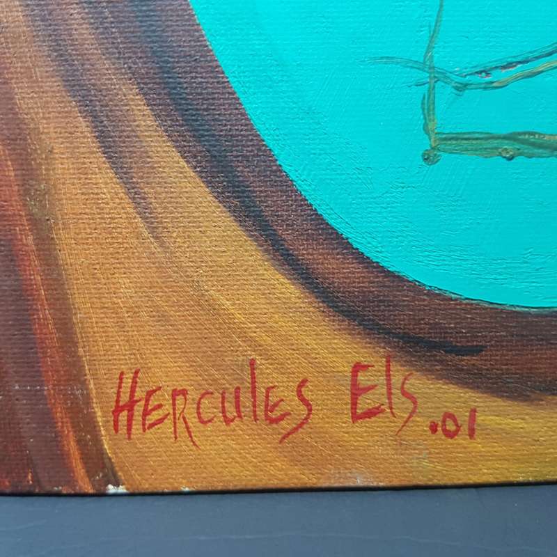 Original Unframed Hercules Els Oil on Board Abstract  (500mm x 405mm)